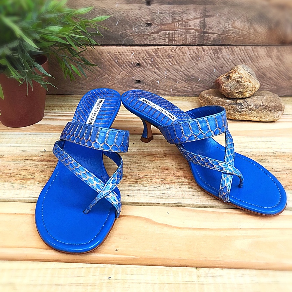 Manolo Blahnik Susa snakeskin strappy heel Sandal
